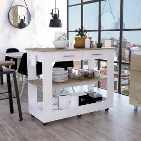 Brooklyn 46 Kitchen Island, Two Shelves, Two Drawers