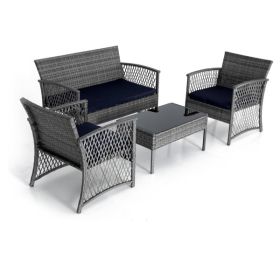 Y Enjoy Patio Furniture Sets,4 Pieces PE Rattan Wicker Chair Conversation Set