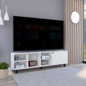 TV Stand for TVÂ´s up 70" Estocolmo, Four Open Shelves, White Finish